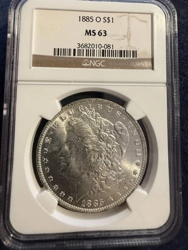 1885-O $1 Morgan Silver Dollar NGC (New Orleans mint). MS63