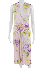 Leonard Womens Floral V-Neck Sheath Maxi Dress Pink Size S