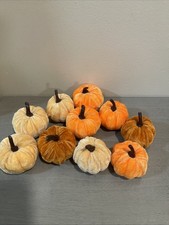 10 In Lot Velvet Pumpkins for Halloween Fall Harvest Crafts Wreaths Decor 2.5  
