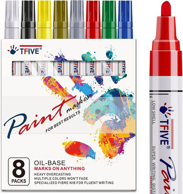 Paint Markers Pens Set, 8 Color Oil-Based Permanent Paint Marker, Medium Tip, Qu
