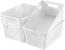 6-Pack Storage Baskets, Plastic Organizer Bins for Closet, Desk, Shelves