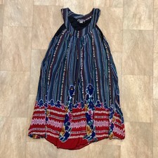 Mango Basics Patterned Sleeveless Summer Dress Lined Striped Floral Size L