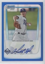 2011 Bowman Chrome Prospects Blue Refractor 118/150 Matt Moore #BCP220 Auto 3m8