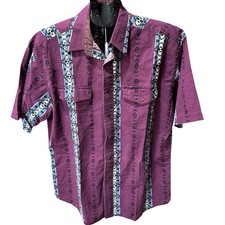 Vintage Wrangler Western Pearl Snap Shirt Men's Sz L Aztec Tribal Cowboy