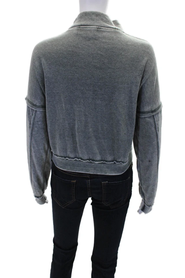 Sudadera vintage Havana para mujer media cremallera manga larga verde talla pequeña Foto 3 de 4