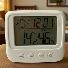 Electronic Indoor Thermometer Hygrometer Digital LCD Time Humidity Temperature