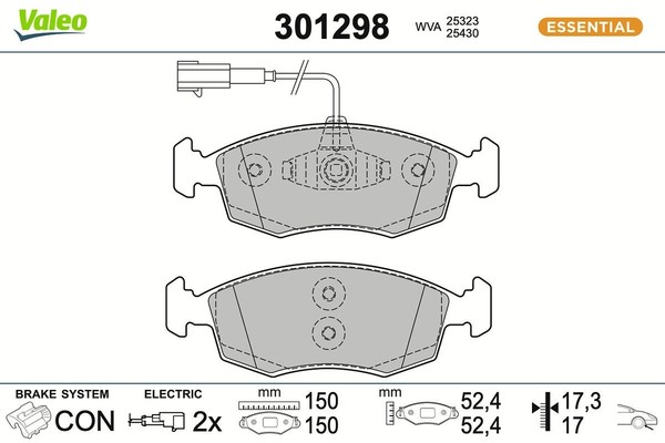 NEU - Valeo 301298 Bremsbelagsatz, Scheibenbremse Passend FüR Fiat-image