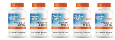 5X Doctor's Best Vitamin D3 5000IU, Gluten Free 180 Softgels Exp 05/ 2027