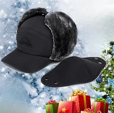 Winter Trooper Trapper Hat Faux Fur Lined Cozy Warm Cold Weather Skiing Hiking