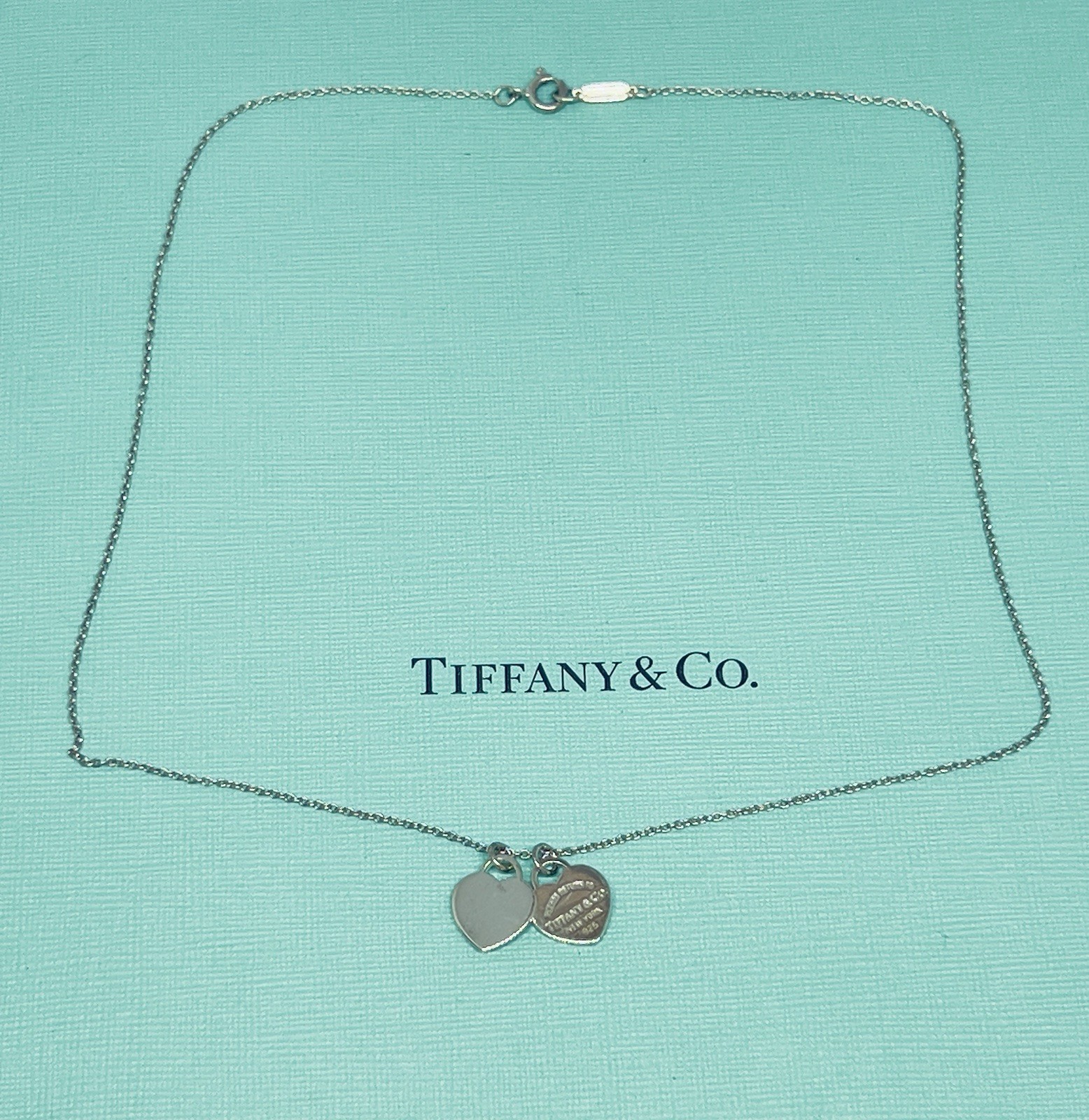 Tiffany & Co. Return to Tiffany Mini Double Heart Pendant Necklace Sterling 16