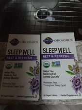 2 Garden Of Life Organics Sleep Well Rest & Refresh Supplement Exp Date 1/2026+