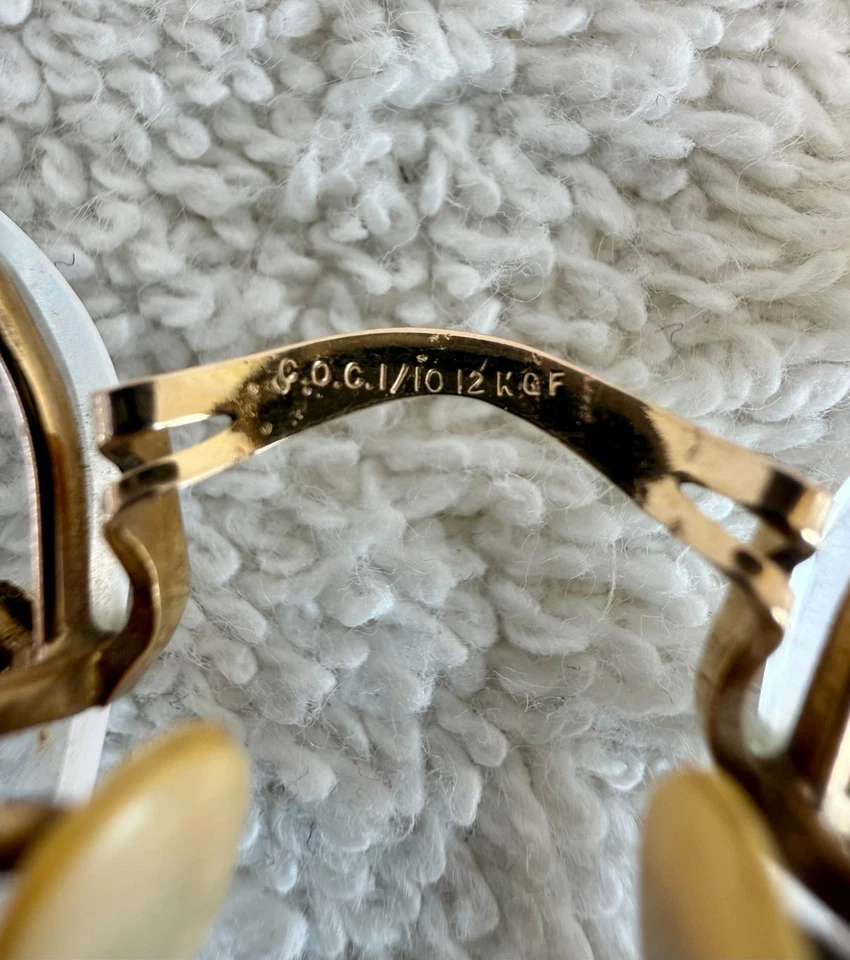 Antique 1/10 12K Gold Filled Rimless Eyeglasses Case & Cloth Wire Cable Temples - Image 4 of 4