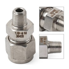 1pc Compression Tube Fitting 1/8 PT Male x 10mm OD Tube Stainless Steel