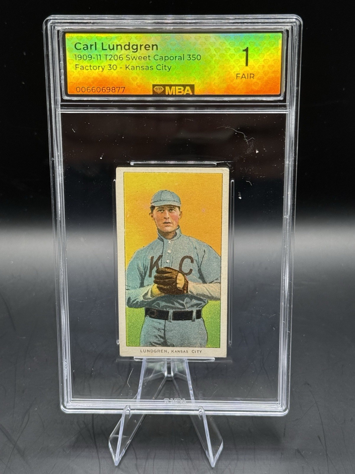 1909-11 T206 Carl Lundgren Beautiful Front KC  MBA 1