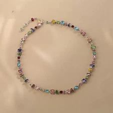 Matching rainbow color candy necklace female Swarovski crystal bone necklace