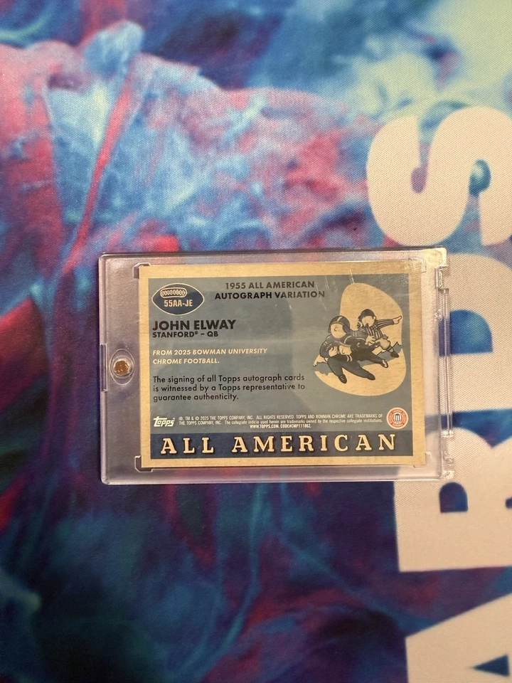 John Elway 2025 Bowman Chrome U All-Americans variação vermelho/branco/azul automático/10 - Imagem 2 de 3