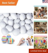 60 PCS White Plastic Eggs  Easter Fake Eggs for Decorating Paint Toddler Prete...