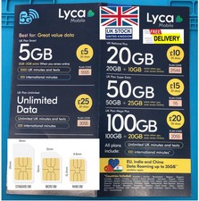 Lyca Mobile simcard including plan in discounted price for phone/camera/wifi