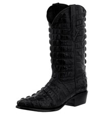 Mens Black Full Crocodile Tail Pattern Western Cowboy Boots J Toe