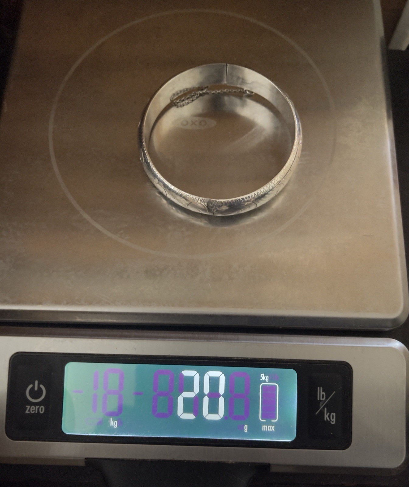 SILVER 925 ETCHED BANGLE-HINGED BRACELET VINTAGE … - image 10