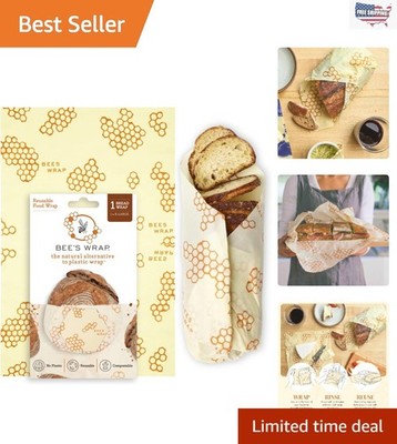 Extra-Large Beeswax Wrap - Eco-Friendly Bread Storage, 17'' x 23'', Honeycomb D...