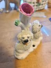 Staffordshire Spill Vase Poodles White Dogs Pair Antique Confetti — photo 6