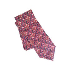 Vintage Christian Dior Monsieur Red Blue & Cream 100% Silk Neck Tie Made In USA