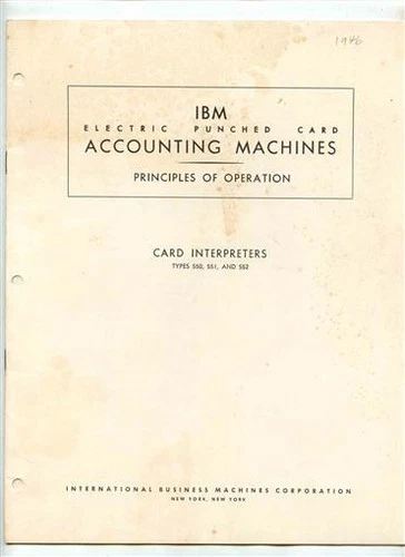IBM Accounting Machines Principles of Operation Card Interpreters 550 551 552
