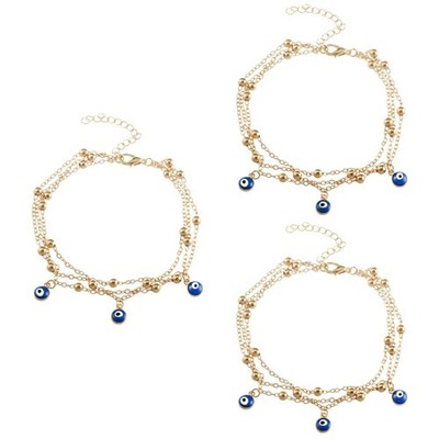  3 stücke Böhmen Chic Mini Evil Eye Style Anklet Baumeln Fußkettchen Für Barfuß