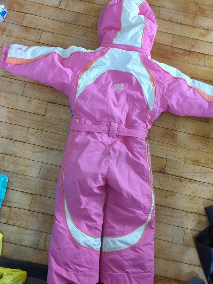 De Colección Obermeyer Traje de Nieve Esquí Talla 3 Niñas Rosa Crezco Piel Sintética Capucha Desmontable Foto 4 de 4