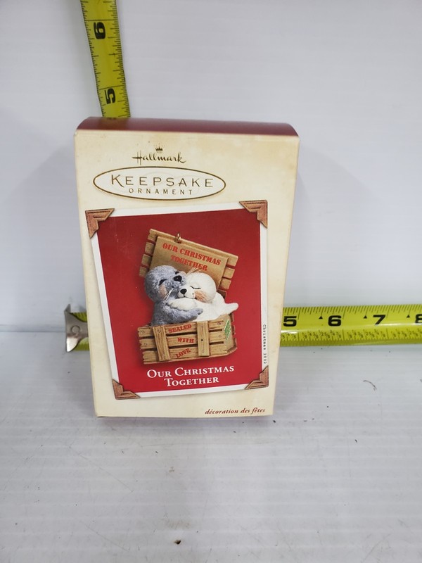 Our Christmas Together Love Seals Hugging in Crate Hallmark Ornament 2002