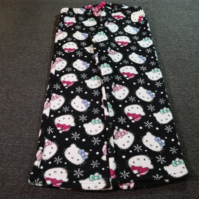 Sanrio Hello Kitty Pajama Pants Womens XL Black Christmas NWT Cartoon Retro