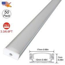 50 Pack 3.3FT Aluminum Led Channel U Shape Silver Durable Aluminum For Kitchen