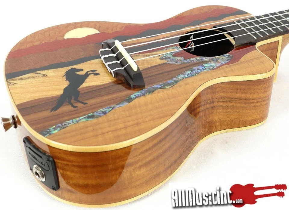 Luna Vista Stallion Tropical Woods Concert Ukulele Uke Acoustic Electric Guitar - Image 3 of 4