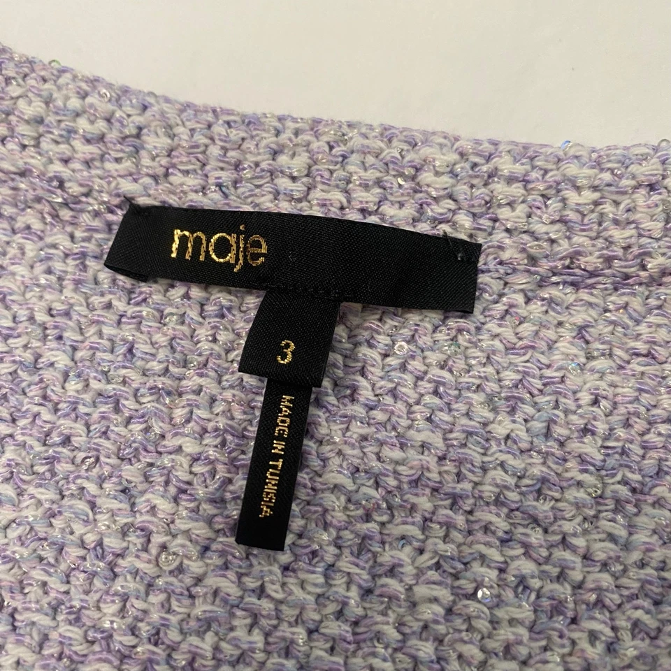Chaqueta de punto Maje lila adornada con lentejuelas - talla grande Foto 3 de 4