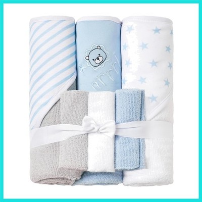 Baby Towels and Baby Wash Cloths Set Hooded Baby Towels Baby Wipes Absorbent ...