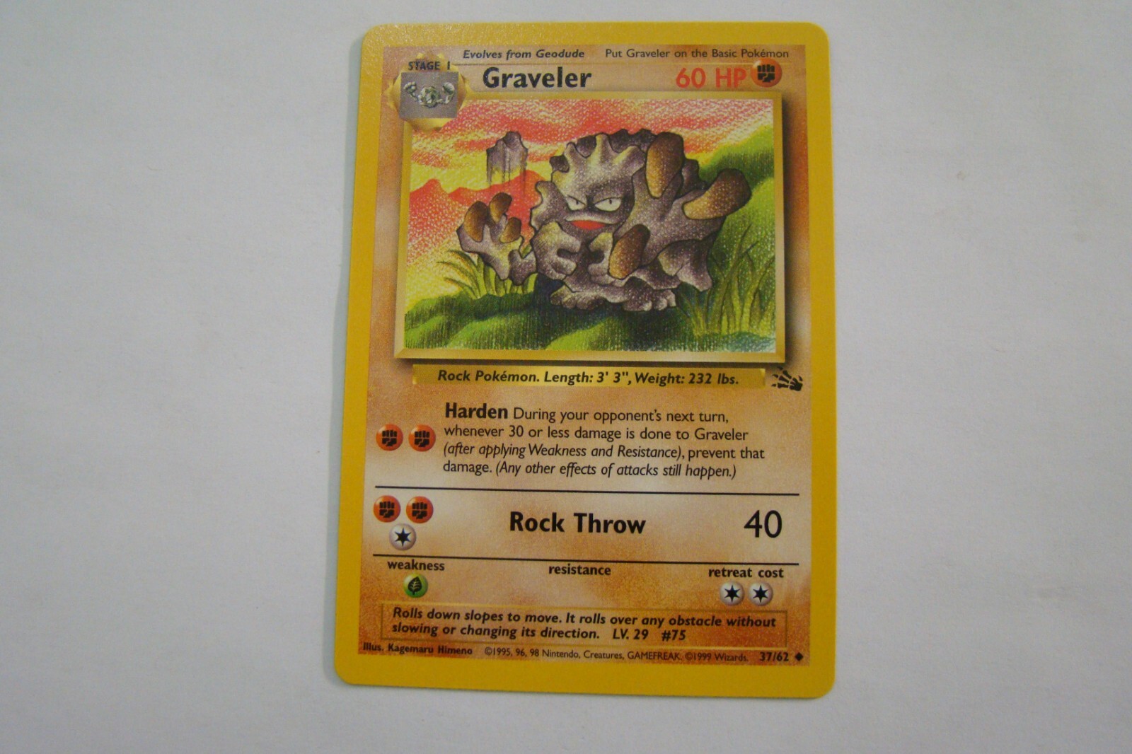 Pokemon TCG Fossil Graveler 37/62 Uncommon NM