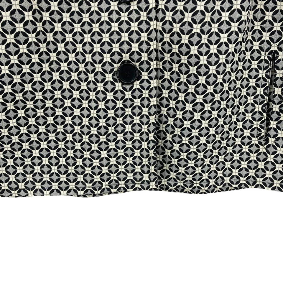 Studio M Jacket Womens XL Beige Black Geo Print Long Sleeve Lined Button Front - Image 4 of 4