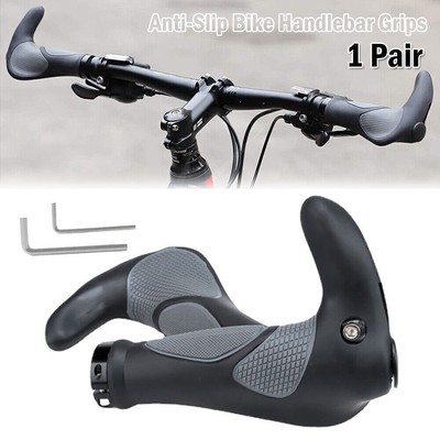 2x Ergonomic Rubber Bar End Handlebar Grips Cycling Bicycle MTB Mountain Bike