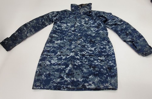 New US NAVY Digital Camo PARKA Jacket SMALL LONG GORE TEX Working Military Blue - Picture 2 of 13