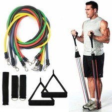 11 PCS Yoga Abs Resistance Band Set Exercise Fitness Tube Gym Home Workout Bands