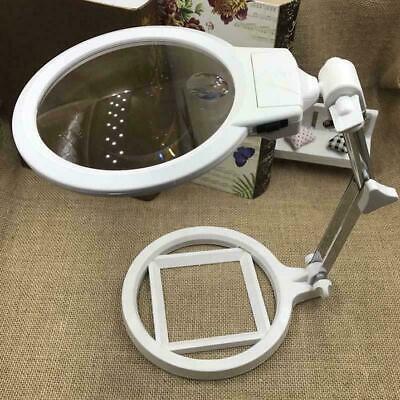 Foldable Magnifier Stand Hands Free Read Magnifying Glass With LED Light Lamp