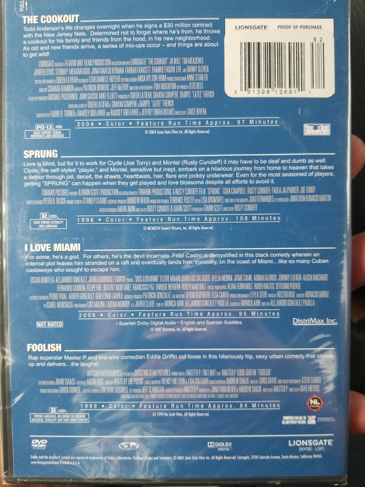 4-film Pack The Cookout Sprung I Love Miami - Foolish DVD Set BRAND NEW ...