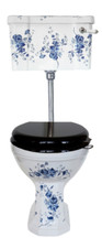 TRTC Floral Blue & White Low Level Toilet Traditional Victorian Edwardian