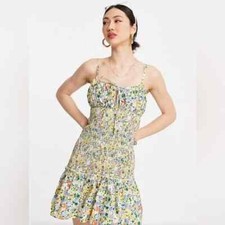 Asos Women's Ruched Bust Cami Mini Sundress Yellow Size 8