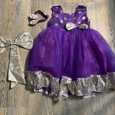 Purple Bowknot Dress w/Matching Headgear-Flower Girl/Party/Christening. NIB.