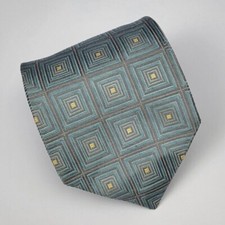 XMI Silk Tie Blue Silver Gold Geometric Men Necktie USA 59 x 3.5/8