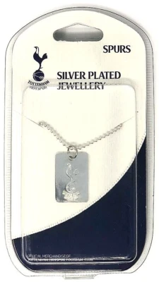 Tottenham Hotspur FC Plaqué Argent Chien Tag Pendentif & 55 CM Long Chaîne - Photo 1/4
