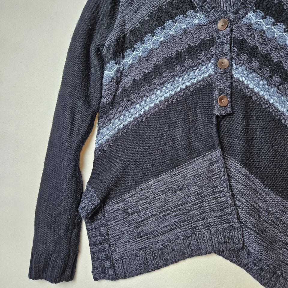 Cárdigan BKE Hebilla Suéter Sudadera con Capucha 3 Botones Estilo Suroeste Mujer Grande Azul Foto 2 de 4