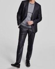  395 Kenneth Cole Mens Gray Techni-Cole Slim-Fit Jacket Pants 2-Piece Suit 42L